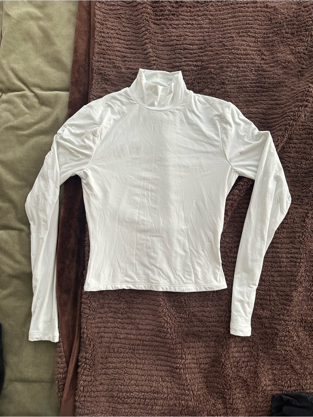 White and Black Long-Sleeve Mockneck/Turtleneck Top